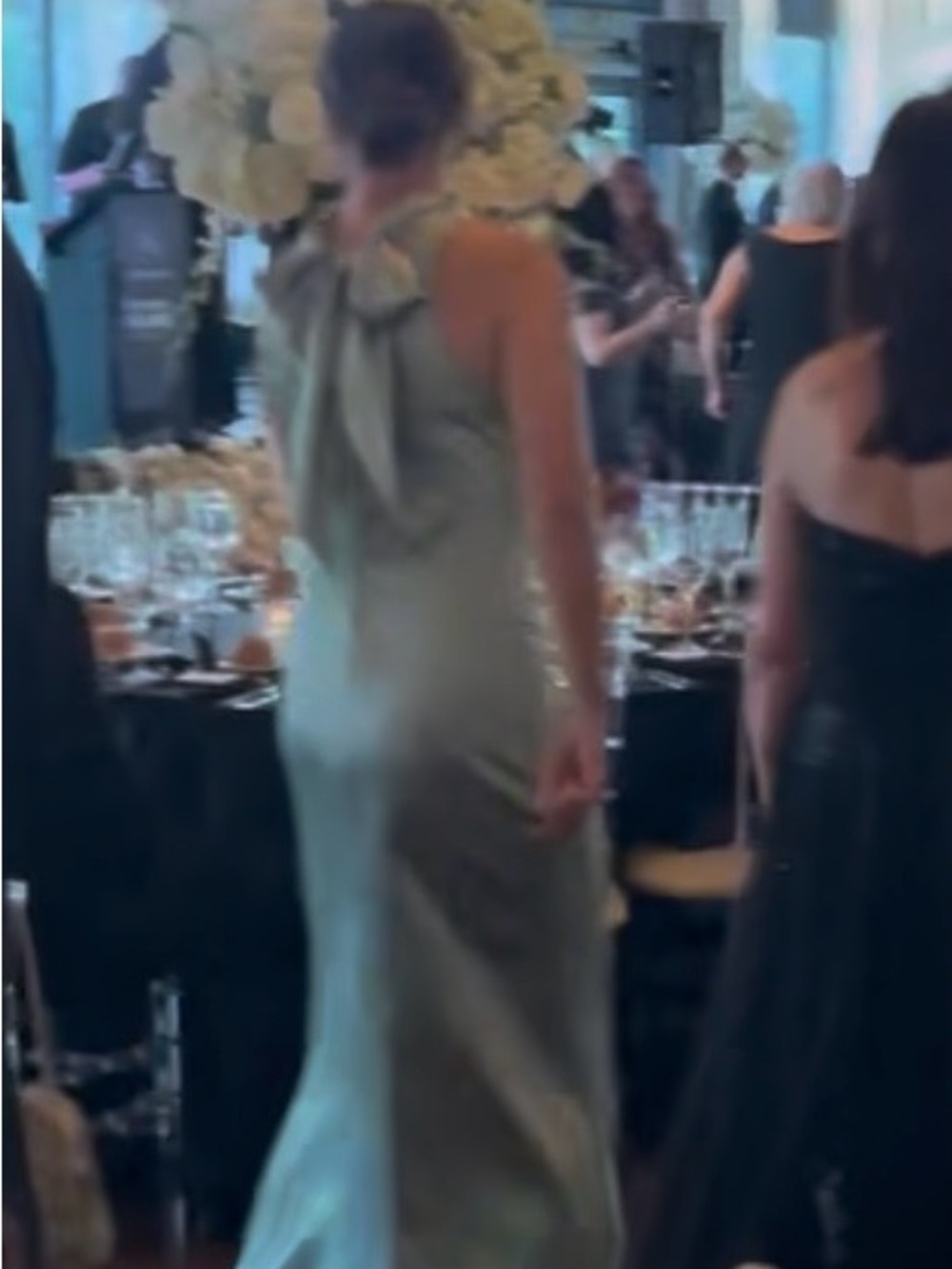 Xscape Seafoam Green Satin High-Neck Maxi Dress - Picture 2 of 7
